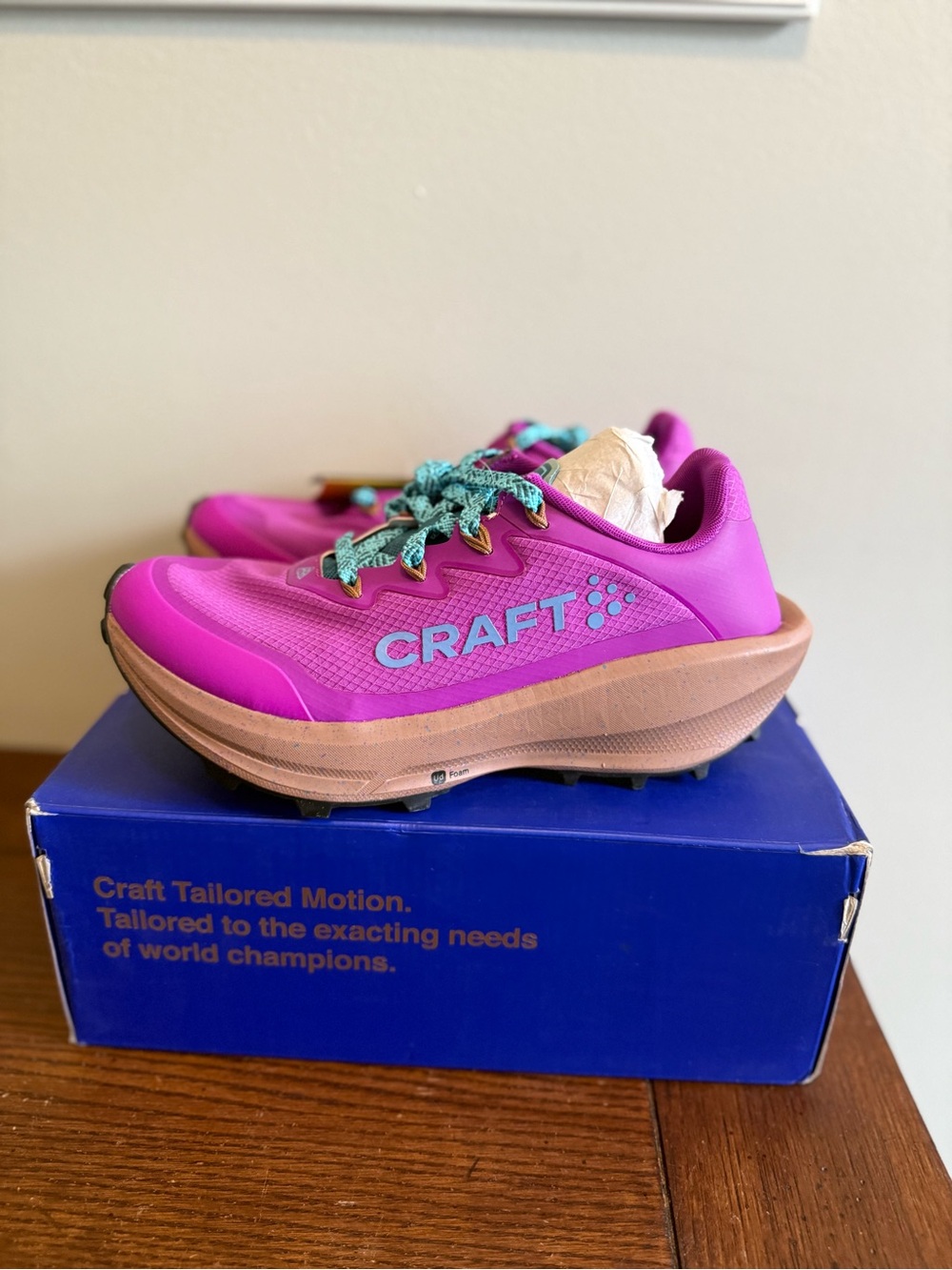Craft CTM Ultra Carbon Pink Trail Running Shoes with Teal NEW 7.5
